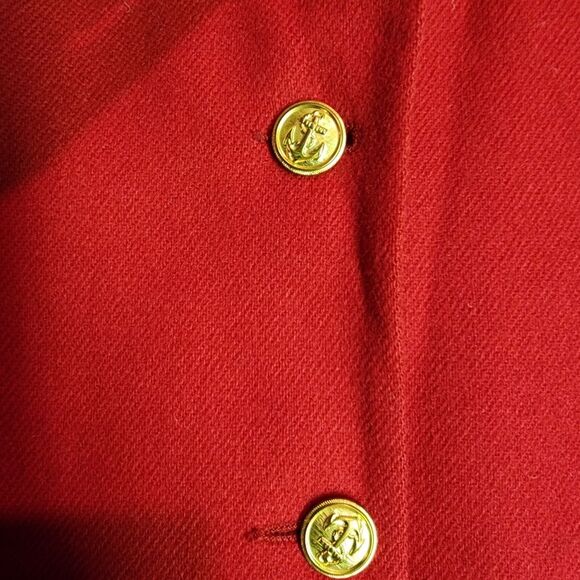 Stephen Douglas womens red blazer 100% new wool anchor design buttons holiday - Picture 2 of 8